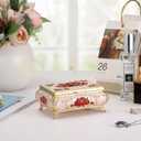 Hipiwe Vintage Metal Jewelry Box Small Treasure Chest Case Trinket Organizer Earrings Necklace Bracelet Storage Box Ring Box Holder Keepsake Box for Women (Beige)