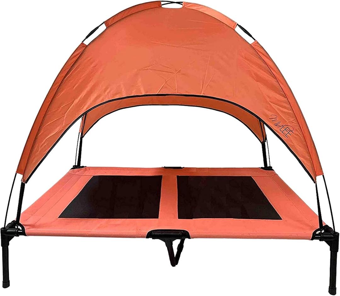 Midlee Salmon Dog Cot with Canopy (30" x 36")