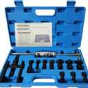 12pcs Blind Hole Bearing Puller Set Internal Bearing Extractor Puller Kit Motorcycle Bicycle Wheel Bearing Removal Tool Slide Hammer Pilot Insert Inner Bearing Puller Tool with Expanding Collet 8-32MM