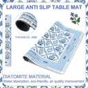 Tegeme Chinoiserie Mahjong Mat 31.5" x 31.5" Blue Purple Flower Mat Anti Slip and Noise Reduction Multi Purpose Game Table Cover Non-Slip Noise Reduction Gaming Rug for Mahjong Card Board Tile Games