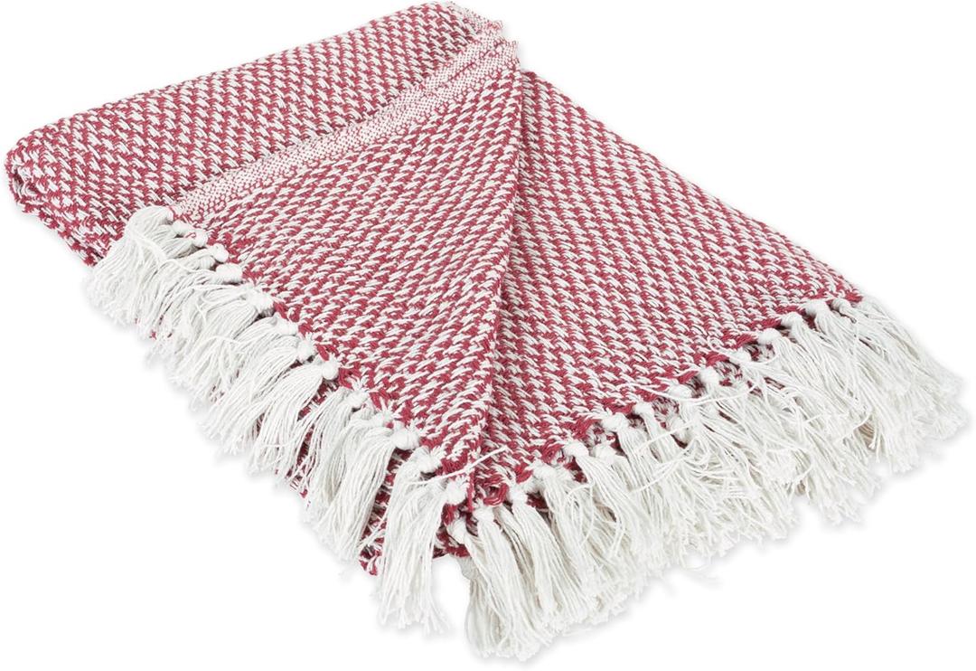 DII 100% Cotton Basket Weave Throw for Indoor/Outdoor Use Camping Bbq's Beaches Everyday Blanket, 50 x 60, Woven Stripe