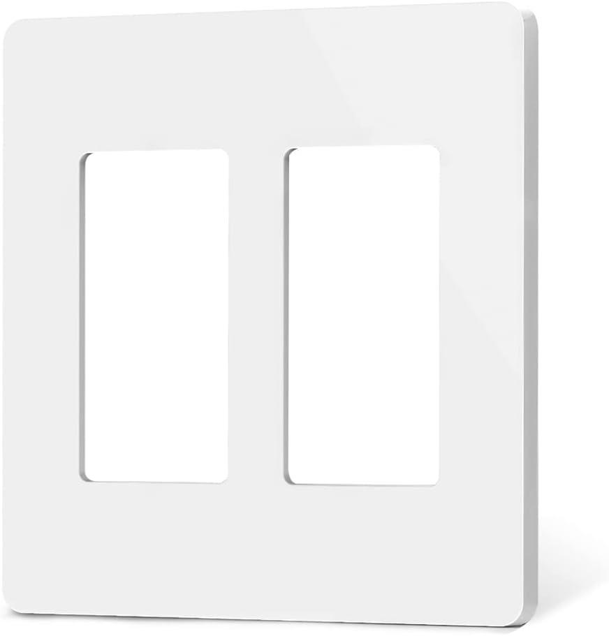 TREATLIFE Screwless Decorator Wall Plates, Standard Size 2-Gang Light Switch Plate, Outlet Covers White, 1 Pack 2-Gang Wall Plates Light Switch Cover