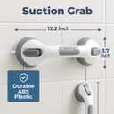 2 Pack Grab Bars for Bathtubs and Showers - 12 Inch Suction Grab Bars for Shower, Removable Handrails, Shower Handles for Elderly Suction and Seniors Safety Grip No Drilling Waterproof, Grey