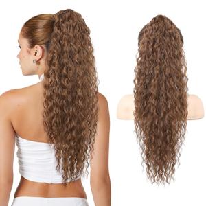 LONAI Flexible Wrap Around Ponytail Extension, 30 Inch Long Curly Ponytail Hair Extensions Ponytails Hairpiece for Women (Medium Chocolate Brown)