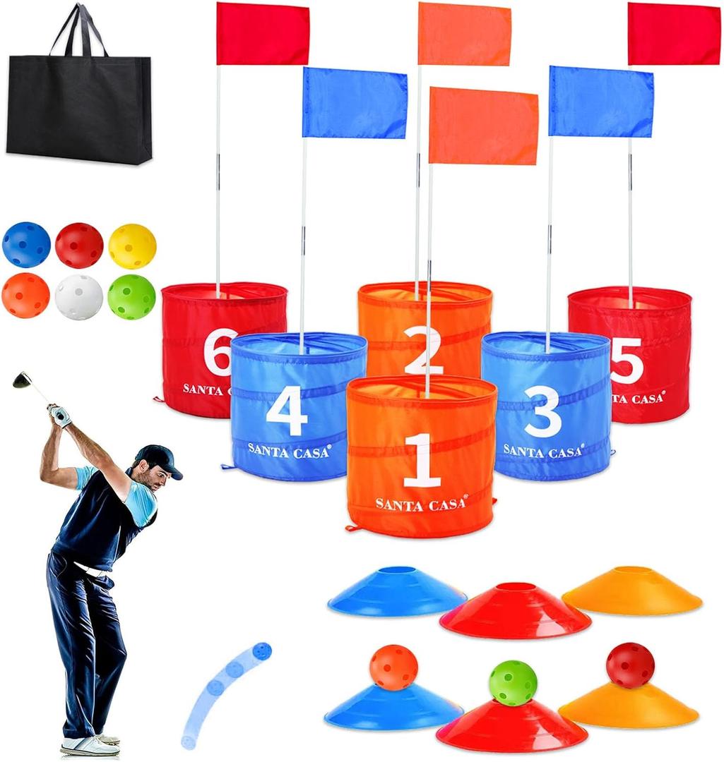 SANTA CASA Golf Backyard Game - 6-Hole Portable Yard Games Golf Chipping Practice Set for Adults & Pros, Lawn Golf Training, Family Fun at Beach & Park for Dad, Man, Teens
