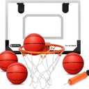 Larger Indoor Basketball Hoop with 9" Large Dunk Rim for Kids and Adults, Over The Door Basketball Hoop for Bedroom with 3 Rubber Small 6" Basketball Sport Toy Gifts