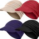 JenPen 4 Pcs Soft Chemo Cancer Hats for Women Breathable Bamboo Baseball Cap Slouch Viscose Hat for Hair Loss Cancer Headwear (Khaki,red,navy Blue,black)