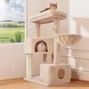 Gardner Pet 41" Tall Cat Tree for Medium-Large Cats, Heavy Duty Cat Tower with 2.8in Posts & Washable Top Perches, Space-Saving Cat Furniture for Apartments, Easy to Assembly (Beige)