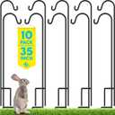Gray Bunny Shepherds Hooks for Outdoor 35 10 Pack, Thick Heavy Duty Bird Feeder Pole for Outside Yard, Hanging Plant Stand, Non-Hollow, Non-Adjustable, Extra Long Base Prongs for Backyard Wedding (35 Inch)