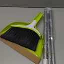 Casabella Basics 2-Piece Angled Broom and Dustpan Set, 44" Angled Broom with Long Handle and Dustpan, Silver/Green