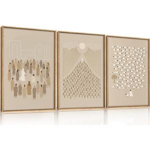 Large Jesus Christian Framed Canvas Wall Art,Boho Lost Sheep Wall Decor,Abstract Sketch Bible Verses Art Prints,Religious Scripture Beige Artwork for Living Room,Dining Room-16"x24"x3