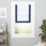 Frontera 100% Blackout Roman Shade, 27"x64", White/Denim 27x64 Denim