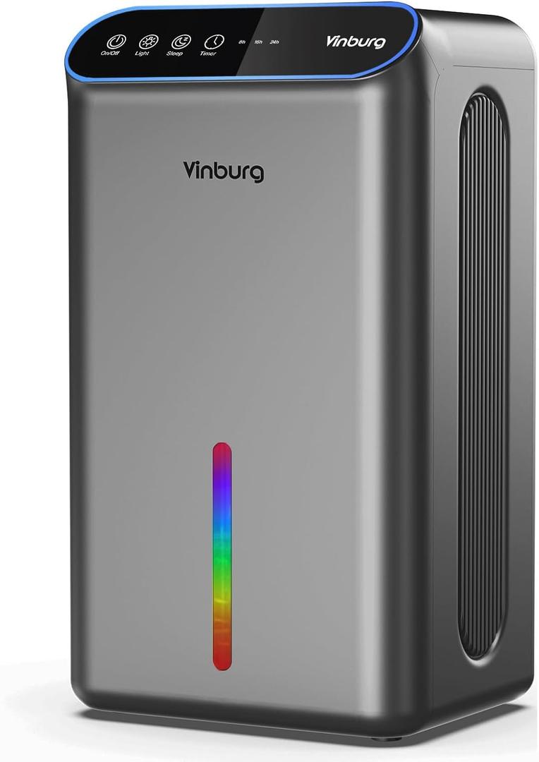 Dehumidifier for Basement (85 OZ, 800 sq ft) Quiet Dehumidifiers for Home, Auto Shut-Off, Sleep Mode, 3 Gear Timer(8H,16H,24H), Small Dehumidifier for Bedroom, Bathroom with Drain Hose (Black Gray)