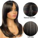 Long Wig with Bangs Black and Brwon Layered Wig for Women Natural Looking Heat Resistant Wigs (20 inch)