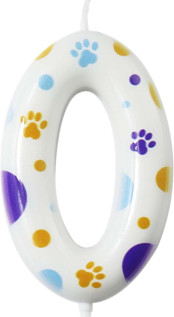 Number Blue and Yellow Dog Paw Themed Birthday Candles, Dog Patrol Toppers Candles Cupcake Decor for Boys Girls,Happy Cartoon Birthday Cake Candles Party Decorations Supplies (0, White)