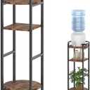 Water Dispenser Stand Wood, (36.5" H-11.8" W) Drink Dispenser Floor Stand, Water Stands for 1-5 Gallon Bottle Dispenser, Water Jug Stand with 2 Round Shelves, Sturdy Water Stand for Living Room