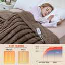 Heated Blanket Electric Queen- 84"x90" Soft Thick Faux Fur Electric Blanket for Sofa with 5 Heat Levels & 10 Hours Auto-Off Overheat Protection, Warm Cozy Gifts, Brown