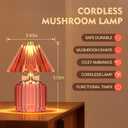 Small Battery Operated Lamp with Timer, Tiny Cordless Glass Table Lamp for Home Decor, Kitchen, Bathroom, Birthday Gift for Women, Jelly Red