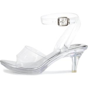 NBUUNBU Clear Strappy Heels For Women Transparent Ankle Strap Platform High Heeled Sandals Sexy Stiletto Comfortable Crystal Dress Shoes Adjustable Buckle Open Toe Pump Mules, Size: 8