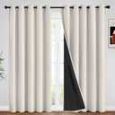 Yakamok 100% Blackout Curtains for Bedroom 96 Inch Length, Total Light Blocking Drapes with Black Backing, Thermal Insulated Solid Grommet Panels for Living Room, 62Wx96L,Cream, 2 Panels