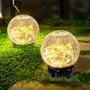 Hbaushun Garden Solar Lights 2 Pack,Outdoor Waterproof 30 LED Cracked Glass Ball Globe Solar Power Ground Lights for Pathway Path Yard Patio Lawn, Outdoor Christmas Decoration Landscape 4.7''