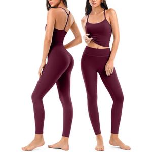 Matching Workout Sets for Women,Breathable Sport Bras & Seamless Leggings,2 Piece ActiveWear Outfits for Pilates/Gym/Athletic (Red, S)