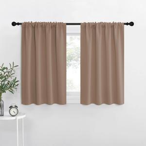 NICETOWN RV Blackout Curtains for Camper Windows, Window Treatment Thermal Insulated Rod Pocket Small Blackout Draperies/Drapes for Bedroom/Kitchen (Cappuccino, Set of 2, 34" Wide by 40" Long)