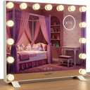 Vanity Mirror with Lights, Large Hollywood Lighted Mirror, LED Bulbs with 3 Colors Lighting, USB & USB C Charging Port, Touch Control, Glass Tempered, White 22.8" X 18.1"