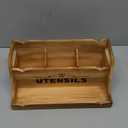 15" Kitchen Utensil Holder with Spice Bottles Tray, Extra Large Wood Countertop Utensil Organizer with Handles, 4 Compartment Cooking Tool Storage Caddy for Home Decor Gift