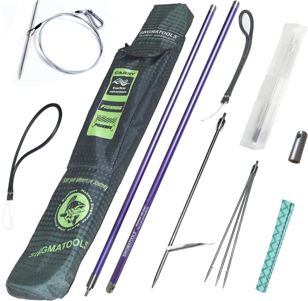 Hawaiian Sling Fishing Spear 7ft Aluminum Pole Spear 3 Prong Sling Spear Fishing Equipment Snorkeling Scuba Diving Gear Polespears Harpoon for Fishing Kayak, Spearfishing, Freediving