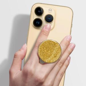 GVIEWIN Marble Glitter Phone Grip with Foldable Kickstand, Soft Plastic Cell Phone Grip Stand Holder for iPhone 16 Pro Max/Plus/15/14/13/12 & Galaxy S24/S23 Ultra and Other Phones(Glitter/Gold)