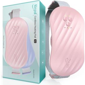 Slimpal AI Portable Heating Pad for Period Cramps, Smart AI Heat Chip, Electric Cordless Heating Belt for Back, Belly, Waist, Stomach, Menstrual Wearable Heating Pad Gifts for Girl Women Her Pink S2