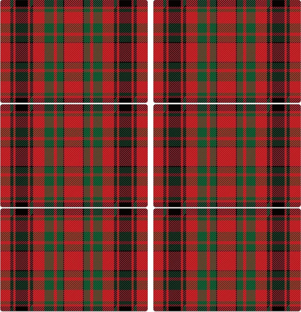 Christmas Placemats Set of 6 Red and Green Plaid Plastic Table Mats Recyclable Place Mats Washable Farmhouse Holiday Table Decoration for Indoor Outdoor Christmas Party Kitchen Dining
