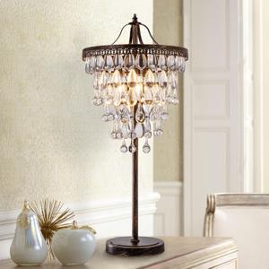 TOCHIC 3 Lights Crystal Table Lamp for Living Room, Bedside Table Lamp for Bedroom Dimmable Control, 28" Tall Bronze Antique Modern Desk Nightstand Lamp for Entryway, Staircase, Home Office