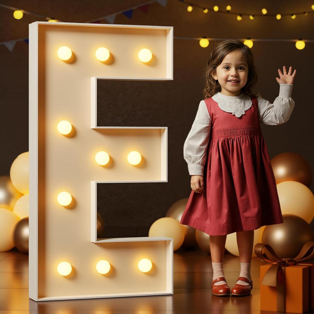 Marquee Letters 4 Feet Tall Large Light Up Letters E Happy Birthday Decorations Wedding Engagement Party Decor Yellow Light Birthday Decorations Balloon Arch Kit Foam Sign E