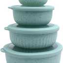 COOK WITH COLOR Prep Bowls with Lids- Wide and Deep Nesting Plastic Small Mixing Bowl Set with Lids, 8 Piece Set - Wide Bowls, Speckled Mint