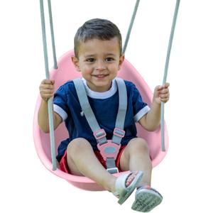 Swurfer Coconut Toddler Swing  Comfy Baby Swing Outdoor, 3- Point Adjustable Safety Harness, Secure, Safe Quick Click Locking System, Blister-Free Rope, Easy Installation, Ages 6-36 Months (Rose Pink)
