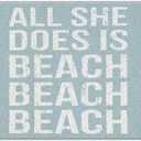 Blue Beach Door Mat, All She Does is Beach Doormat for Indoor Outdoor Entrance Porch, Retro Coastal Welcome Mats for Front Door Entryway, Ocean Bathmat Rug for Bathroom, 17x30 Inches