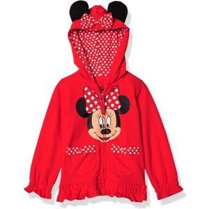 Disney FREEZE Girls 2-6X Minnie Polka Dot Bow Toddler Hoodie, Red, 4T