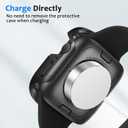 Metal Case Compatible with Apple Watch Case Series 9 8 7 45mm, 2 in 1 Rugged Protective Silicone Bumper Cover Compatible with iWatch 45mm (Black)