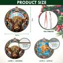 2 x OASSIE Highland Cow Ornament for Christmas Tree - Suncatcher Christmas Ornaments 2025 - Farmhouse Brown Highland Cow Gifts for Women Men Mom Dad Family, Stocking Stuffers for Farm Xmas Decorations