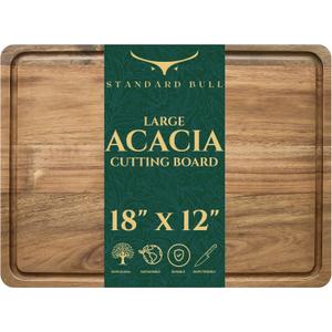 Premium Acacia Wood Cutting Board  18x12 End Grain Wood Cutting Board for Kitchen  Non Toxic Wooden Chopping Board for Meat, Vegetables, Cheese & Serving