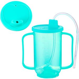 Sliner 1 Pcs Adult Sippy Cups With Long Straw For Elderly, 12 Oz Adaptive Spill Proof Cups With 2 Handles And Straw Lid For Adults Liquid Feeding Disabled Hospital Patients Convalescent