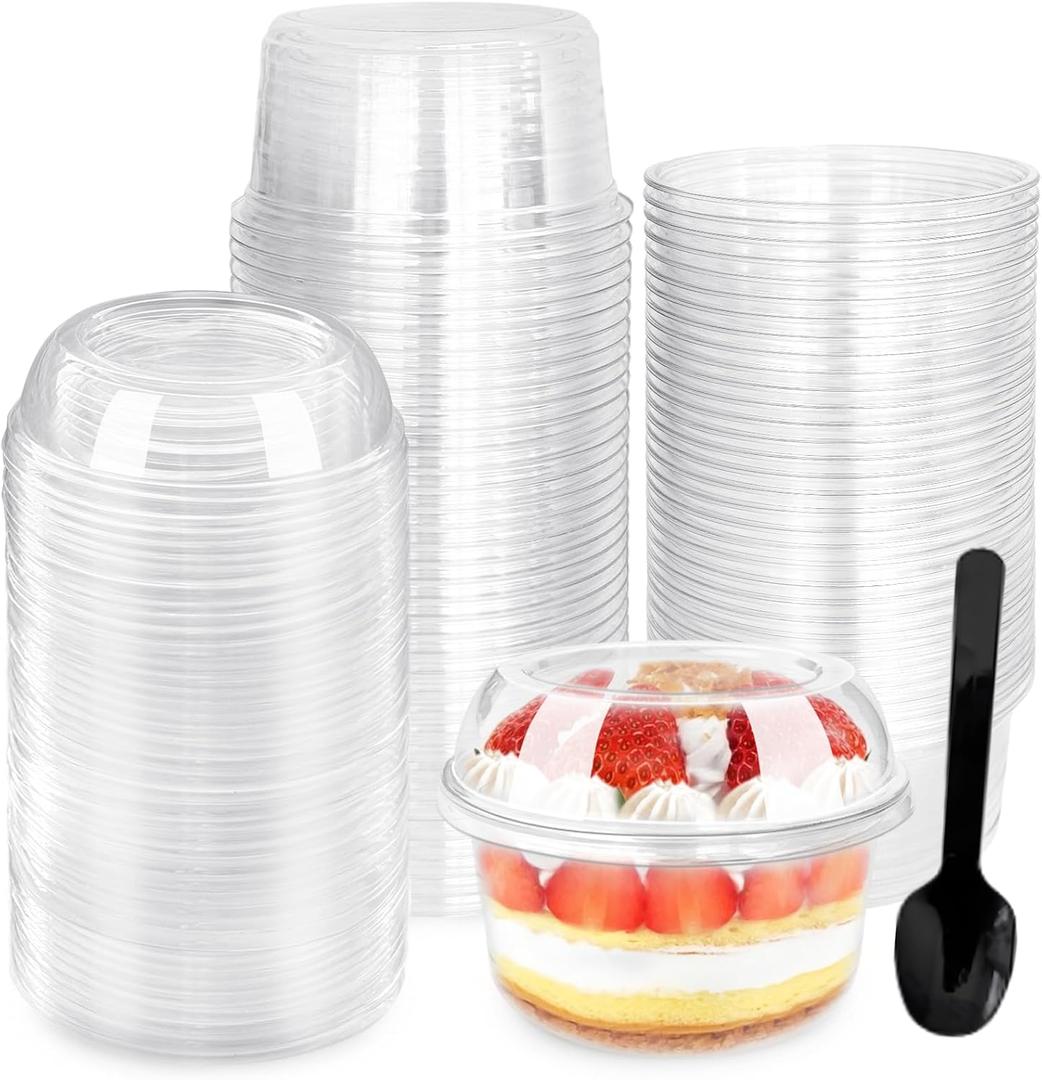Jnnzzggu 60Pcs Plastic Dessert Cups with Lid,12 oz Disposable Clear Parfait Cups,Snack Bowls for Parties,Weddings,Cupcake,Pudding,Ice Cream,Yogurt,Appetizers,Fruits,Mousse