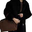 Womens Cropped Wool Jacket Plain Zipper Short Pea Coats Fall Winter Trendy Tweed Jackets 2025 (Medium, Black)