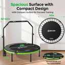BCAN SP3 40"/48" Foldable Mini Trampoline, Rebounder Trampoline for Adults, U/T Adjustable Foam Handle, Exercise Rebounder for Adults Indoor/Garden Workout, Max Load 330lbs/440lbs-40T-Green