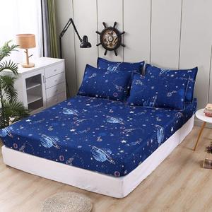 Kids Galaxy Fitted Sheet Boys Girls Outer Space Universe Planet Bed Sheet Set Queen Size for Children Bedroom Ultra Soft Space Rocket Starry Sky Bedding Set Blue Stars Bed Cover with 2 Pillow Case