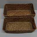 3 Natural Wicker Basket Set Rectangular Handwoven Seagrass Basket Storage Bins Home Organizer Bins - Household Basket Box for Shelf Wardrobe Desktop Home Decor (Caramel)