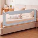 NurturaNook Baby Bed Rail Guard, Extra Tall Adjustable No-Gap Safety Rail for Toddlers, Fits Both Twin and Full Size Beds, Single Side(74.8"×25"), Gray