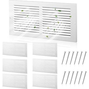 Pelopy 6 Pack 14x6 Inch Return Air Grille Vent Covers for Wall and Ceiling, Heavy Duty Steel HVAC Duct Cover Replacement with 12 Screws, White Decorative Louver Register for Home